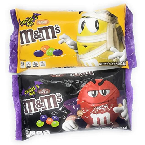 Limited Edition Ghouls Mix Milk Chocolate M&m Candies And Peanut M&m Candies 10oz Bundle (1-10oz Milk Chocolate & 1-10oz Peanut M&m)