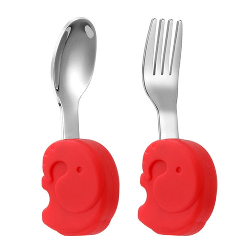 Hemoton 1 Set Baby Cutlery Cartoon Training Tableware Silicone Spoons And Forks
