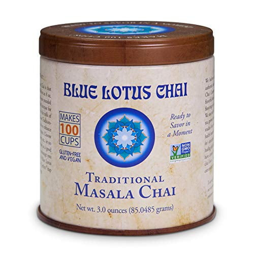 Blue Lotus Chai - Traditional Masala Chai - Makes 100 Cups - 3 Ounce Masala Spiced Chai Powder With Organic Spices