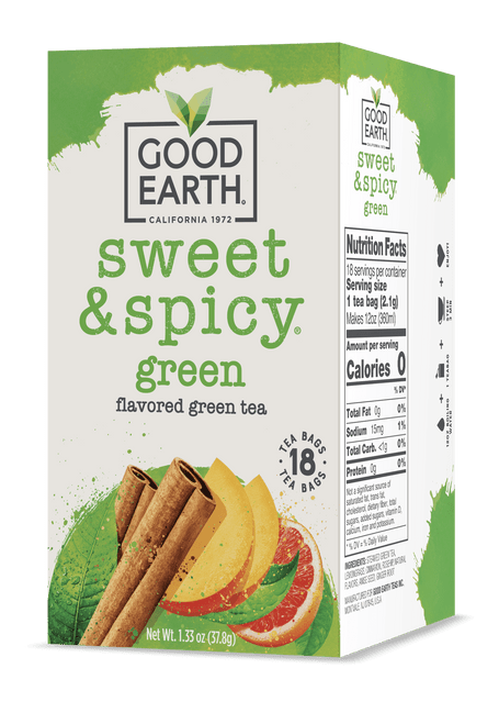 Good Earth Sweet & Spicy Green Tea, 18 Count Tea Bags
