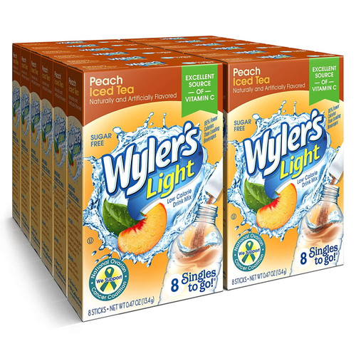 Wyler's Light Singles To Go Powder Packets, Water Drink Mix, Peach Iced Tea, 96 Single Servings (pack Of 12)