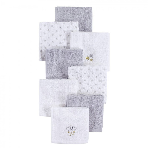 Hudson Baby Infant Unisex Super Soft Cotton Washcloths, Stars, One Size