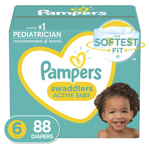 Pampers Swaddlers Acountive Baby Diapers - Size 6, 88 Count