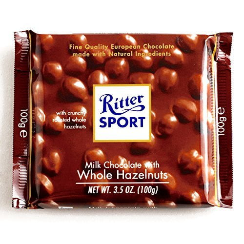 Ritter Sport Milk Chocolate With Whole Hazelnuts 3.5 Oz Each (3 Items Per Order)