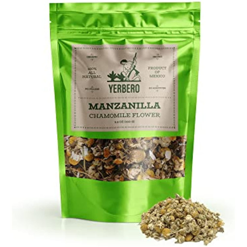 Yerbero - Te Herbal Manzanilla 3.5 Oz (100 Gr) Herbal Tea (chamomile Flower) Whole Loose Leaf Bulk Bag, Stand Up Resealable Bag Crafted By Nature100% All Natural Fresh Tea Tea, Non-gmo, Gluten-free.
