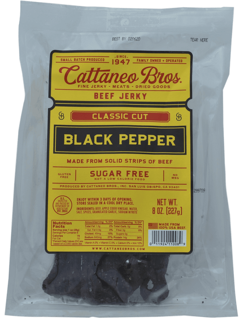 Cattaneo Bros. - Classic Cut Natural Style Thick Beef Jerky, 8 Ounce (black Pepper)