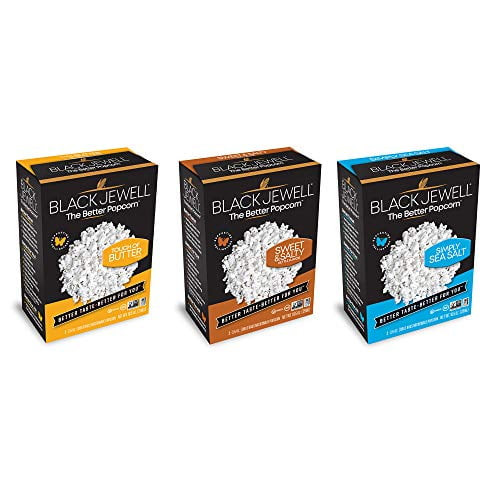 Black Jewell Gourmet Microwave Popcorn Variety With Butter, Sweet And Salty, And Simply Sea Salt 10.5 Ounces
