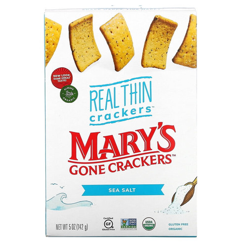 Mary's Gone Crackers, Real Thin Crackers, Sea Salt, 5 Oz
