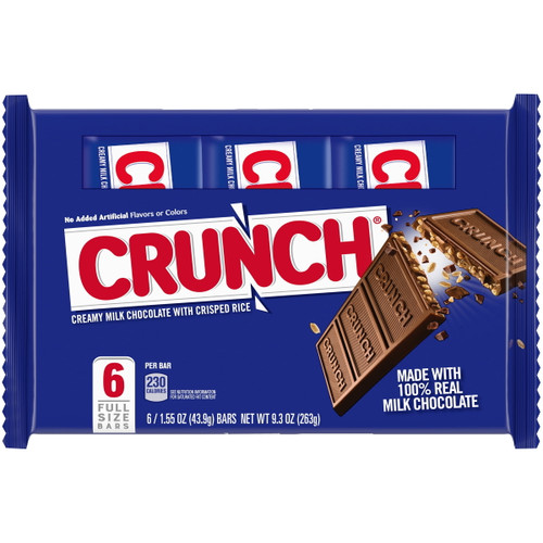 Crunch Milk Chocolate And Crisped Rice, Full Size Individually Wrapped Candy Bars, Great For Holiday Stocking Stuffers, 1.55 Oz Each