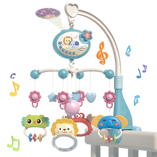 Husfou Baby Musical Crib Mobile With Projector Night Light, Removable Hanging Rotating Rattle Toys For Baby Newborn Infant Boys Girls Toys