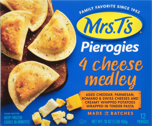 Mrs. T's Pierogies, 4 Cheese Medley, Box, 16.0 Oz
