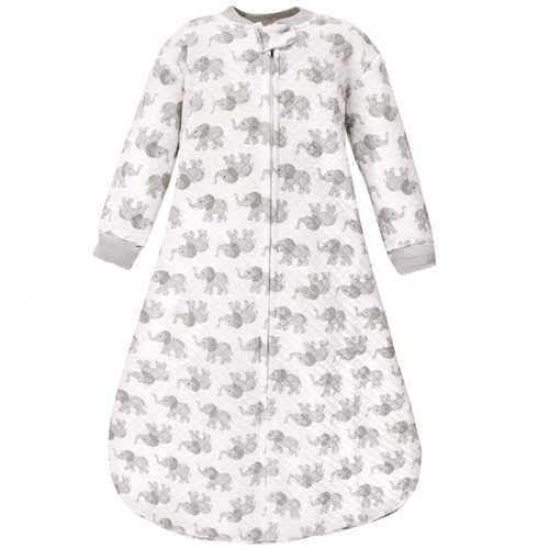 Hudson Baby Unisex Baby Premium Quilted Long Sleeve Sleeping Bag And Wearable Blanket, Gray Elephant, 12-18 Months