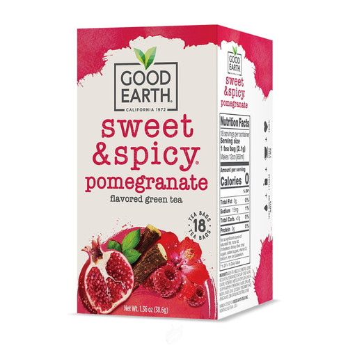 (2 Pack) Good Earth  Sweet And Spicy Pomegranate Flavored Green Tea 18 Bag