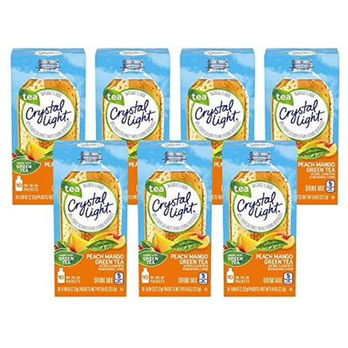 Crystal Light On The Go Peach Mango Green Tea Drink Mix, 10-packet Box (pack Of 7)