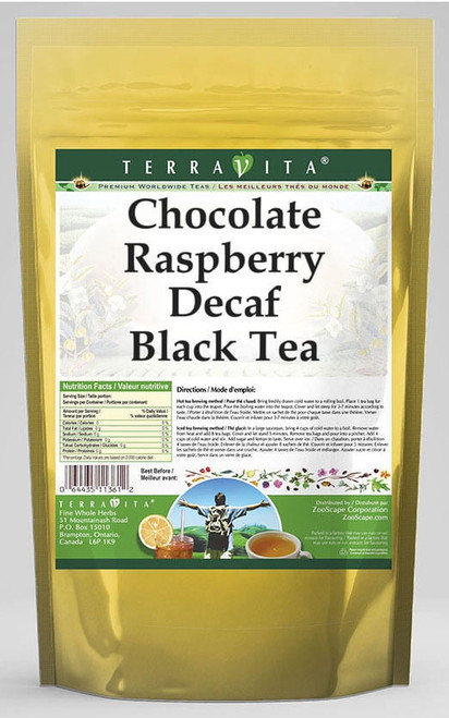 Terravita Chocolate Raspberry Decaf Black Tea, (chocolate Raspberry Decaf, Black Tea Bags, 25 Tea Bags, 1-pack, Zin: 539192)