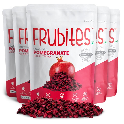 Frubites Pomegranate - Freeze Dried Fruit Snack (pack Of 5, 100 Grams), Crispy, Crunchy Pomegranate Snack. No Added Sugar, Vegan, Gluten-free Snacks For Kids And Adults