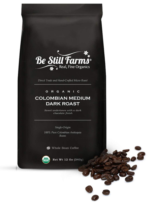 Be Still Farms Organic Colombian Coffee Amazon (12 Oz) Medium Dark Roast Coffee Colombian Coffee: We Are Usda Organic, Non-gmo, Vegan Coffee, Paleo,  Naturally Gluten Free Coffee (whole Bean)