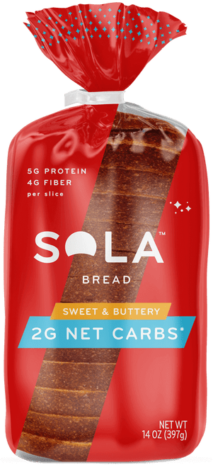 Sola Low Carb & Keto Friendly Bread, Sweet And Buttery, 5g Protein, 4g Fiber, 14 Oz Loaf