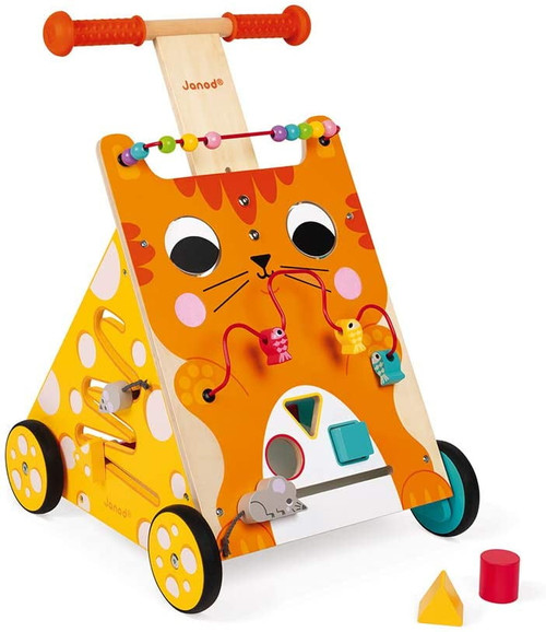 Wooden Activity Baby Walker Cat - 21.1" Tall - Ages 12 Months+ - J08005