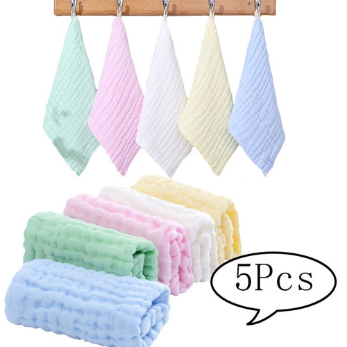 Lnkoo Baby Muslin Washcloths(12x12 Inches,5 Colors)-100% Natural Cotton Baby Wipes-super Soft Face Towel For Sensitive Skin-baby Register Shower Gift!