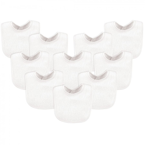 Luvable Friends Baby Cotton Terry Bibs 10pk, White, One Size