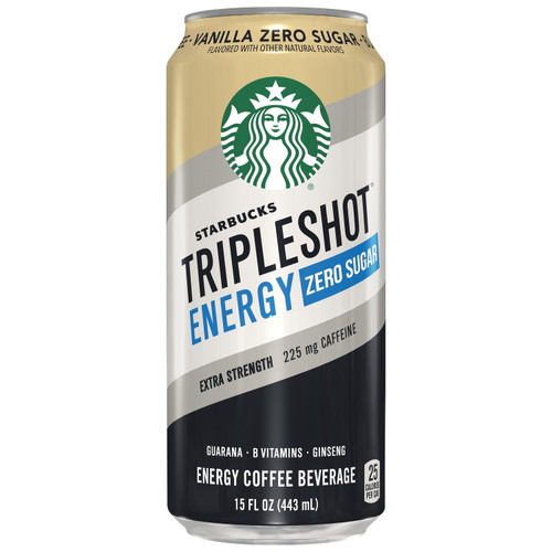(12 Cans) Starbucks Tripleshot Zero Sugar Energy Extra Strength, Vanilla, 15 Fl Oz