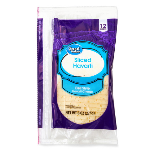 Great Value Deli Style Sliced Havarti Cheese, 8 Oz, 12 Count