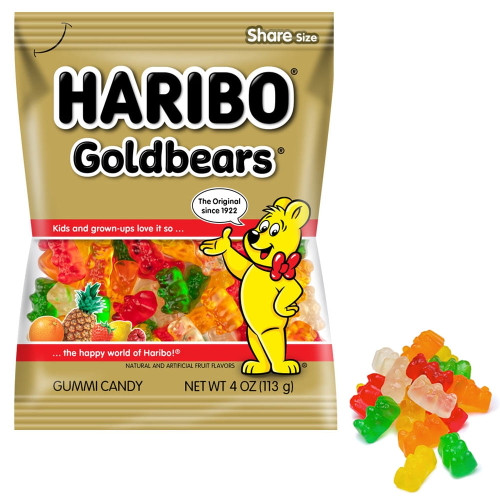1 Bag Haribo Gummy Bears Goldbears Fruit Gummi Candy Bear Sweet Chewy Candies