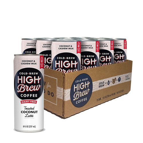 High Brew Coffee High Brew Cold Brew Coffee Toasted Coconut Latte, 8 Oz Can, 12count