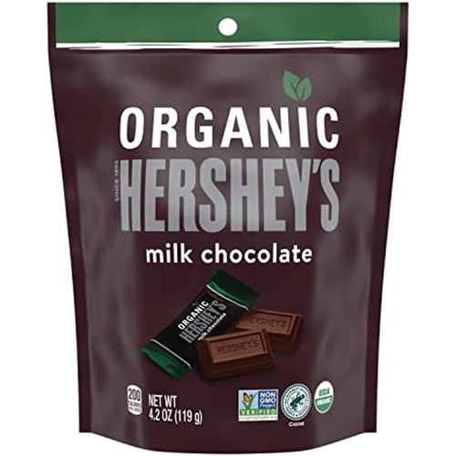 Hersheys Organic Milk Chocolate Candy Bars, Individually Wrapped, 4.2 Oz Bag
