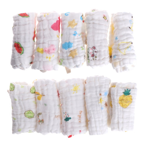Canker 5pcs Baby Handkerchief Square Towel Muslin Cotton Infant Face Towel Wipe Cloth