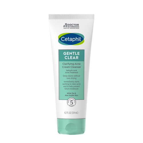 Cetaphil Gentle Clear Clarifying Acne Cream Cleanser With 2% Salicylic Acid, Deep Cleans & Treats Acne Prone Skin, Skin Care For Sensitive Skin, 4.2oz