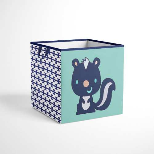 Bacati - Aztec Emma Coral/mint/navy Cotton Percale Fabric Covered Storage, Small Box, 10 L  X 10 W X 10 H Inches