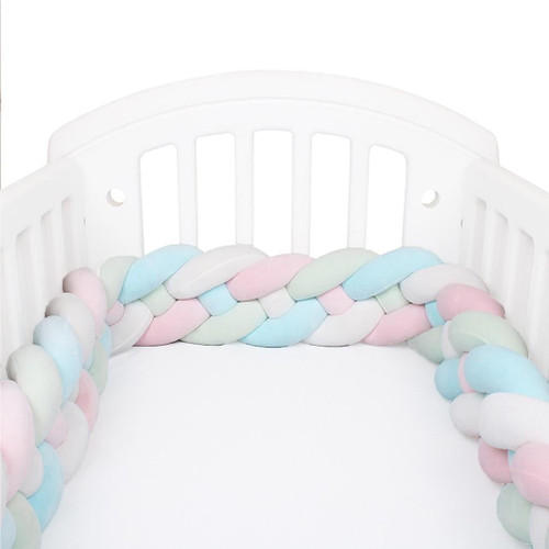 Linyer Baby Bed Bumper Infant Toddler Newborn Crib Leg Head Anti-collision Protector Nursery Pillow Braid Knot Cushion For Girls  Type 3