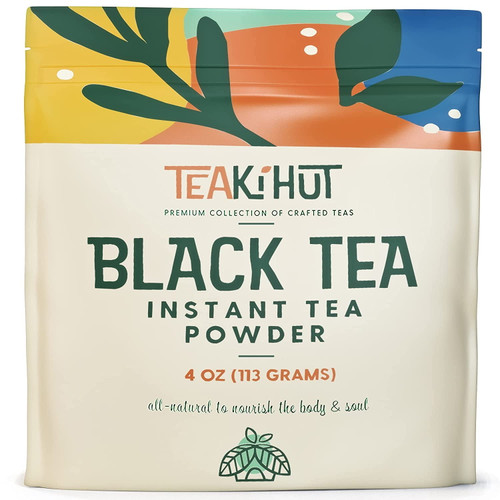Teaki Hut Instant Black Tea Powder, 4 Oz,  Enhances Gut Health, Lowers Bad Cholesterol, Improves Alertness & Focus,  Refreshing Powdered Black Tea For Hot & Cold Beverages,  113 Servings