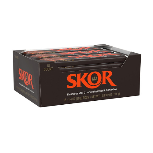 Skor, Milk Chocolate Covered Butter Toffee Candy, Individually Wrapped, 1.4 Oz, Bar (18)