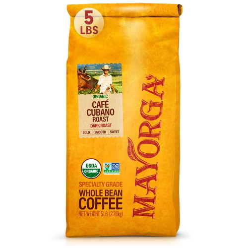 Mayorga Coffee Café Cubano Roast, 5lb Bag, The World's Smoothest Organic Coffee, Specialty-grade, Non-gmo, Direct Trade, 100% Whole Arabica Beans