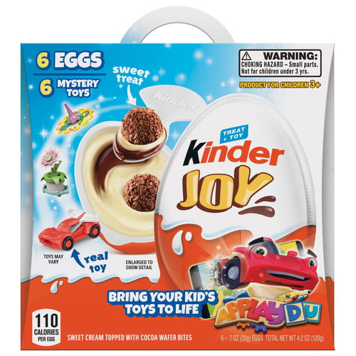 Kinder Joy Eggs, Sweet Cream And Chocolate Wafers With Toy Inside, Great For Holiday Stocking Stuffers, 4.2 Oz, 6 Eggs