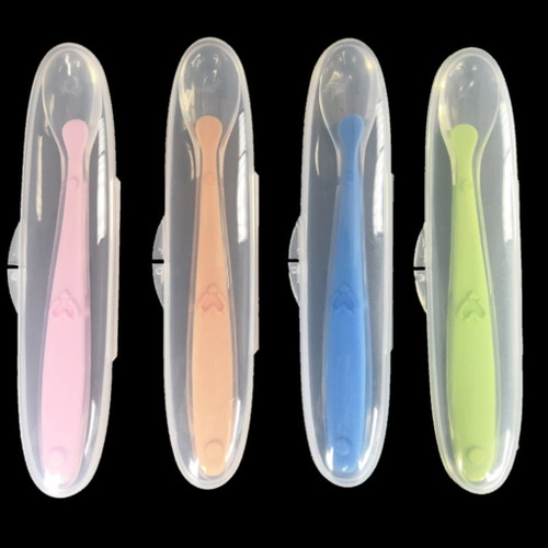 Baby Spoon Storage Box Infant Silicone Feeding Spoon Pp Transparent Travel Case Tableware Storage