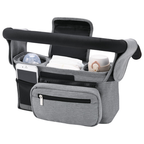 Momcozy Universal Stroller Organizer With Insulated Cup Holder, Fits For Various Strollers Grey