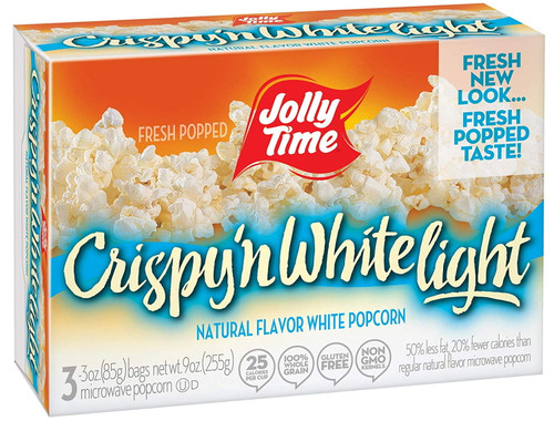 Jolly Time Crispy N White Light Natural Microwave Popcorn, 3-count Boxes, 9 Oz, (pack Of 12)