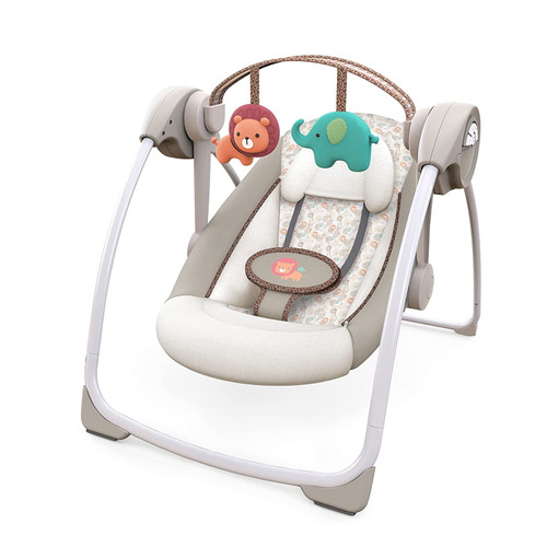 Kiaisxes Soothe 'n Delight 6-speed Compact Portable Baby Swing With Music And Bar, Folds For Easy Travel - Cozy Kingdom