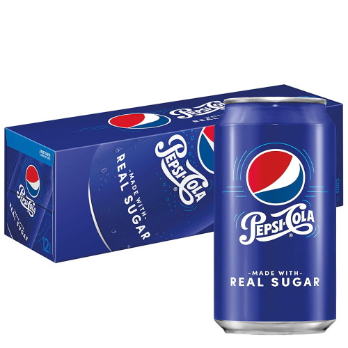 Pepsi Real Sugar Soda 12oz Cans, Quantity Of 24
