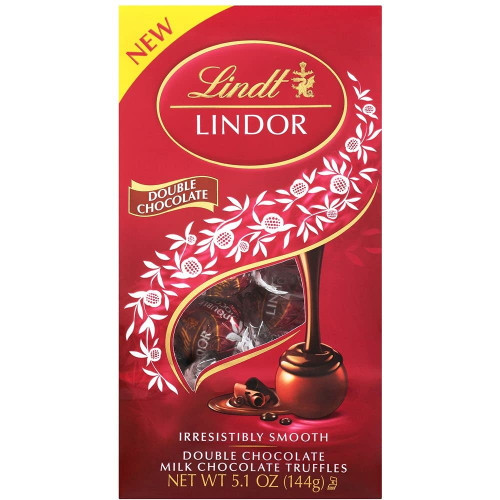 Lindt Lindor Double Chocolate Milk Chocolate Truffles, Milk Chocolate Candy With Smooth, Melting Truffle Center, Great For Gift Giving, 5.1 Oz. Bag (6 Pack)
