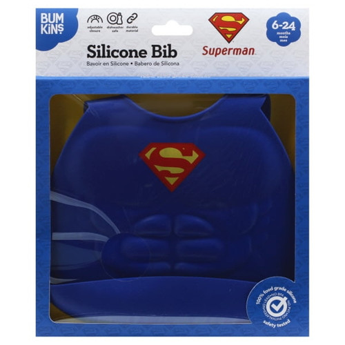 Bumkins Batman Silicone Baby And Toddler Bib For Ages 6-24 Months