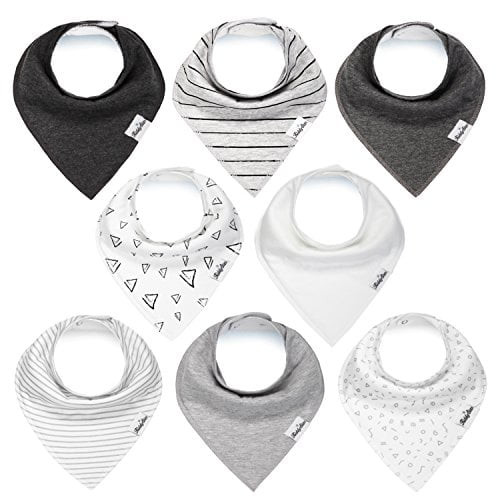 Baby Bandana Drool Bibs For Boys And Girls, Unisex 8 Pack Bib Set With Snaps For Drooling, Teething And Feeding, Soft And Absorbent, Baby Shower Gift For Newborn By Kiddystar