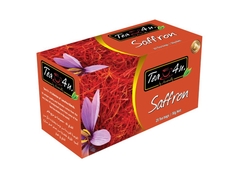 Tea4u Saffron Black Tea, Ceylon Tea, Box Of 25 Teabags