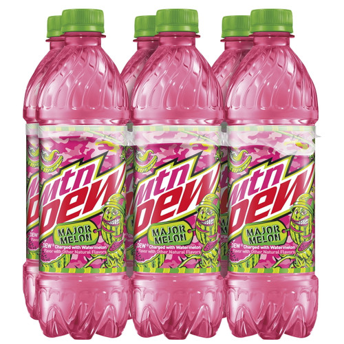 Mtn Dew Major Melon Dew Charged With Watermelon Flavor 16.9 Fl Oz 6 Count Bottles