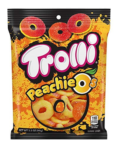 Trolli Peachie O's Sour Gummy Rings Candy, 4.25 Ounce, [pack Of 12]