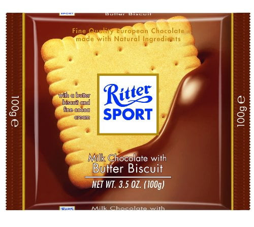 Ritter Sport Milk Chocolate With Butter Biscuit, 3.5 Ounce - 11 Per Case.
